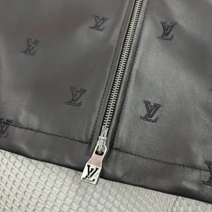 Replica Louis Vuitton LV Blason Embroidered Leather Overshirt 1AFYFP #4008 - Image 6