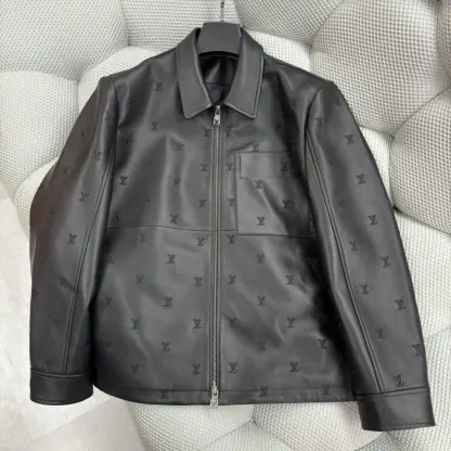 Replica Louis Vuitton LV Blason Embroidered Leather Overshirt 1AFYFP #4008 - Image 7