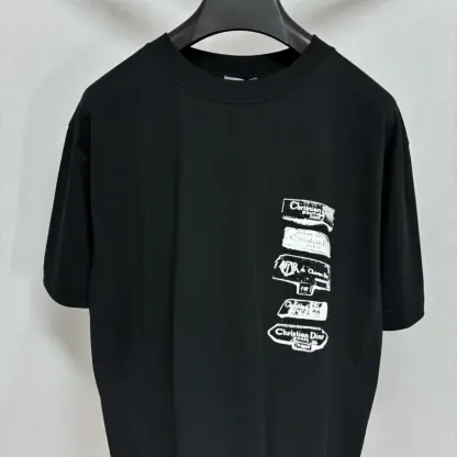 Replica Dior Men's Archives Labels T-Shirt Relaxed Fit Black #4073 - Image 3
