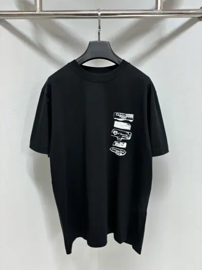 Replica Dior Men's Archives Labels T-Shirt Relaxed Fit Black #4073