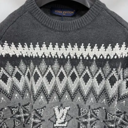 Replica Louis Vuitton Men's Embellished Wool-Cashmere Blend Pullover #4128 - Image 3