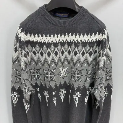 Replica Louis Vuitton Men's Embellished Wool-Cashmere Blend Pullover #4128 - Image 7