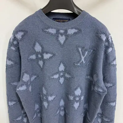 Replica Louis Vuitton Men's Textured Cotton Crewneck Sweatshirt #4127 - Image 3