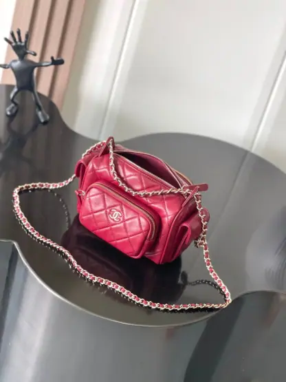 REPLICA CHANEL SMALL CAMERA CASE BURGUNDY #4047 - Image 8