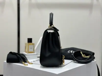 REPLICA CELINE SMALL 16 BAG IN NATURAL CALFSKIN 188003 BLACK #3970 - Image 8