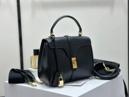 REPLICA CELINE SMALL 16 BAG IN NATURAL CALFSKIN 188003 BLACK #3970 - Image 9
