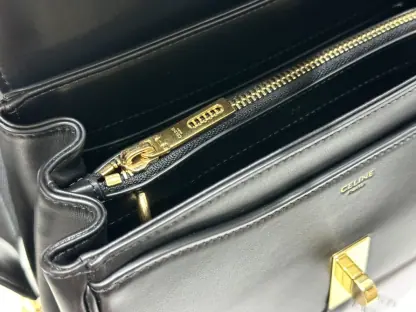 REPLICA CELINE SMALL 16 BAG IN NATURAL CALFSKIN 188003 BLACK #3970 - Image 6