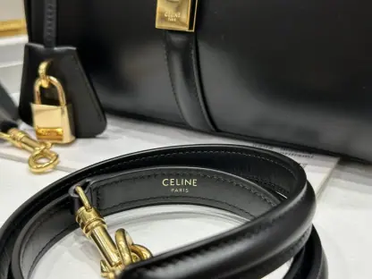 REPLICA CELINE SMALL 16 BAG IN NATURAL CALFSKIN 188003 BLACK #3970 - Image 14