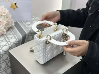 Replica Dior Mini Lady Dior Bag Latte Cannage Lambskin #4149 - Image 7