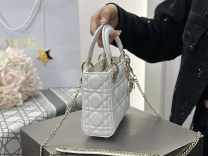 Replica Dior Mini Lady Dior Bag Latte Cannage Lambskin #4149 - Image 8