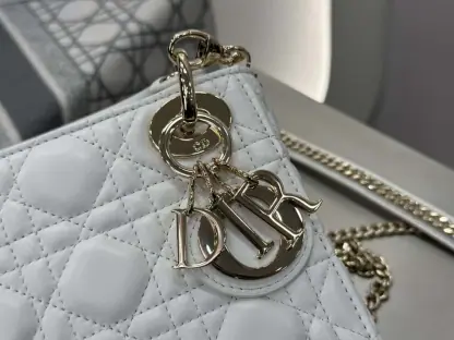 Replica Dior Mini Lady Dior Bag Latte Cannage Lambskin #4149 - Image 9