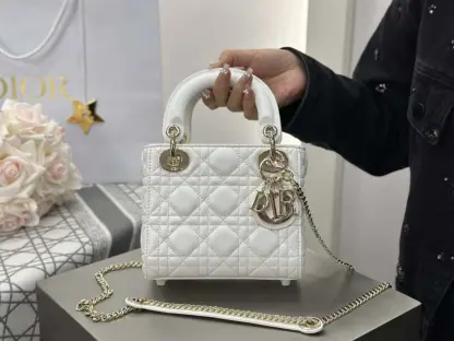 Replica Dior Mini Lady Dior Bag Latte Cannage Lambskin #4149 - Image 10