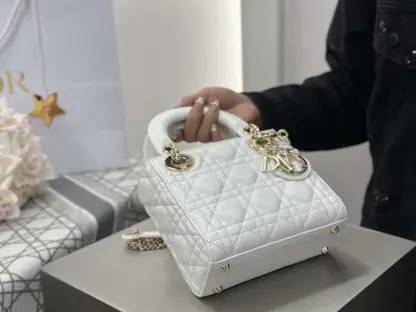 Replica Dior Mini Lady Dior Bag Latte Cannage Lambskin #4149 - Image 2