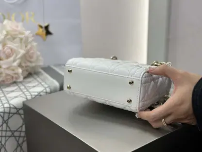 Replica Dior Mini Lady Dior Bag Latte Cannage Lambskin #4149 - Image 5