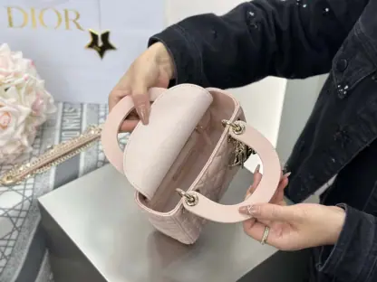 Replica Dior Mini Lady Dior Bag Powder Beige Cannage Lambskin #4146 - Image 7
