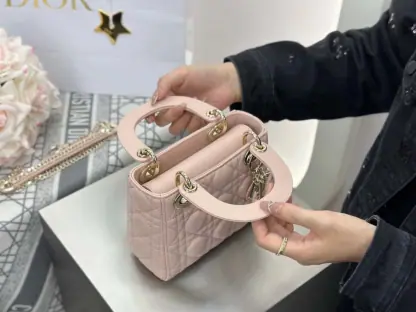 Replica Dior Mini Lady Dior Bag Powder Beige Cannage Lambskin #4146 - Image 10