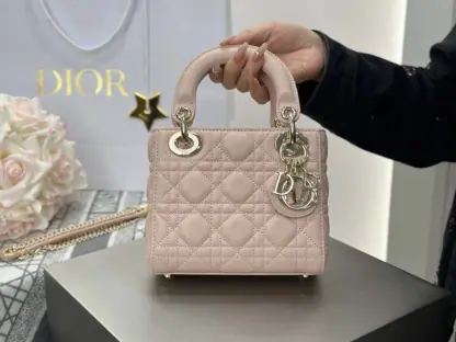 Replica Dior Mini Lady Dior Bag Powder Beige Cannage Lambskin #4146 - Image 2