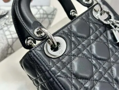 Replica Dior Mini Lady Dior Bag Black Cannage Lambskin Sliver #4150 - Image 8