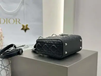 Replica Dior Mini Lady Dior Bag Black Cannage Lambskin Sliver #4150 - Image 4