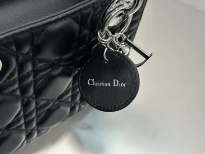 Replica Dior Mini Lady Dior Bag Black Cannage Lambskin Sliver #4150 - Image 10
