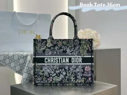 Replica Dior Medium Dior Book Tote Black Embroidery #4144 - Image 8
