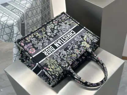 Replica Dior Medium Dior Book Tote Black Embroidery #4144 - Image 9