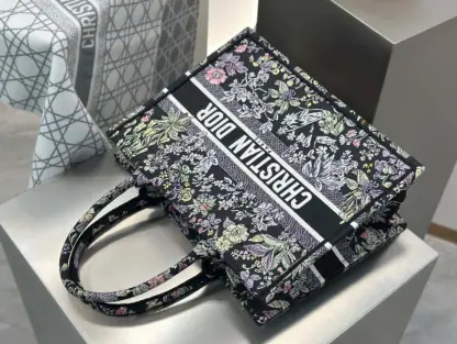 Replica Dior Medium Dior Book Tote Black Embroidery #4144 - Image 4