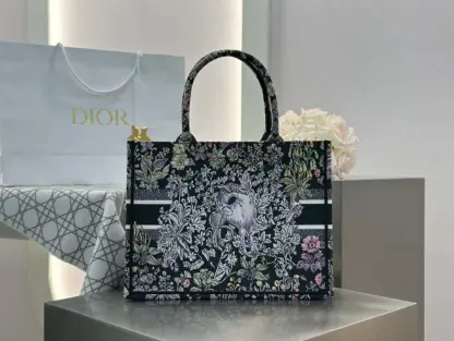 Replica Dior Medium Dior Book Tote Black Embroidery #4144 - Image 10