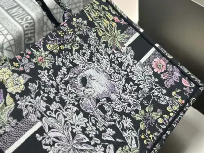 Replica Dior Medium Dior Book Tote Black Embroidery #4144 - Image 2