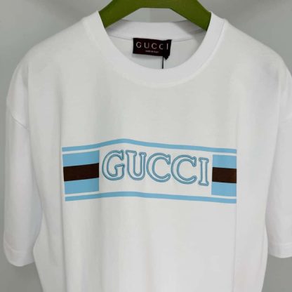 Replica GUCCI PRINTED COTTON JERSEY T-SHIRT White #4156 - Image 7