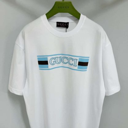 Replica GUCCI PRINTED COTTON JERSEY T-SHIRT White #4156 - Image 2