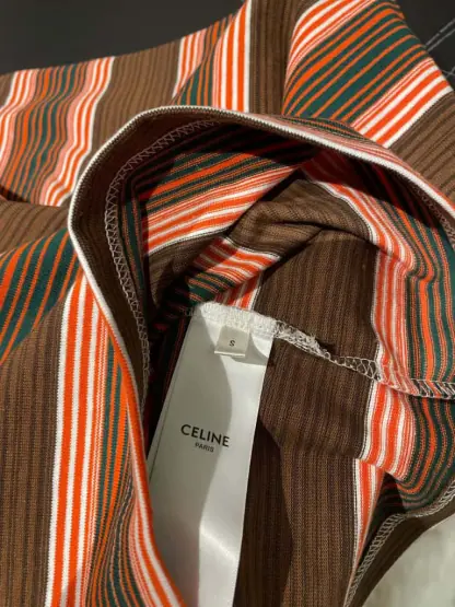 REPLICA CELINE TRIOMPHE LOOSE POLO SHIRT IN STRIPED COTTON LONG SLEEVE #4160 - Image 8