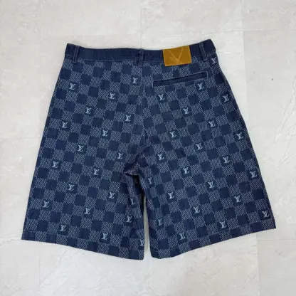 Replica Louis Vuitton Embroidered Damier Denim Shorts 1AFVO5 #4176 - Image 5