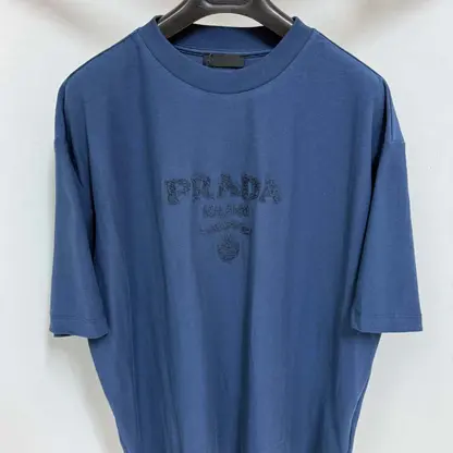 Replica Prada Technical cotton T-shirt 2025 For Men navy - Image 3