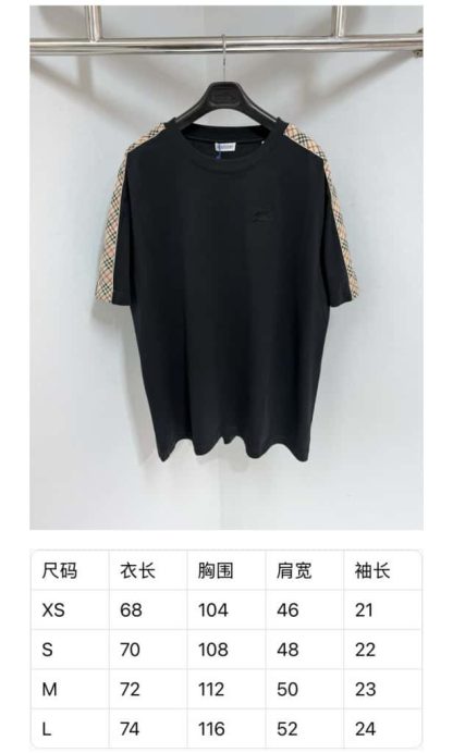 Replica Burberry Check Trim Cotton T-shirt black for men 2025 - Image 3