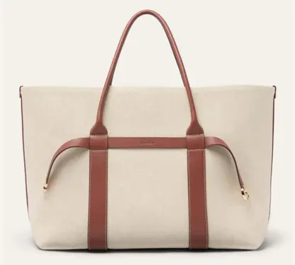 Replica Loro Piana Large Ghiera Shopper Bag Natural/Caramel Sugar