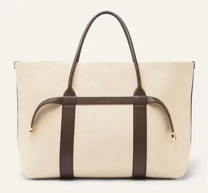 Replica Loro Piana Large Ghiera Shopper Bag Milk Amber-Dark Chocolate Licorice