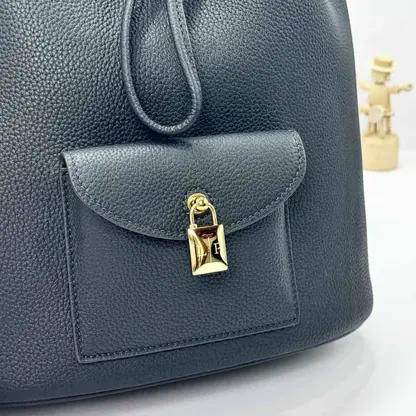 Replica Loro Piana Extra Drawstring backpack L27 Blue Navy Calfskin - Image 5