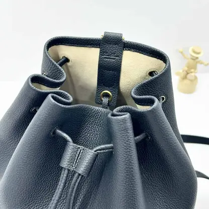 Replica Loro Piana Extra Drawstring backpack L27 Blue Navy Calfskin - Image 6