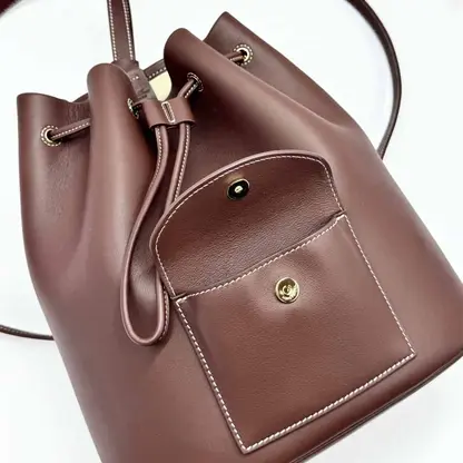 Replica Loro Piana Extra Drawstring backpack L27 Caramel Calfskin - Image 4