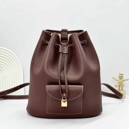 Replica Loro Piana Extra Drawstring backpack L27 Caramel Calfskin