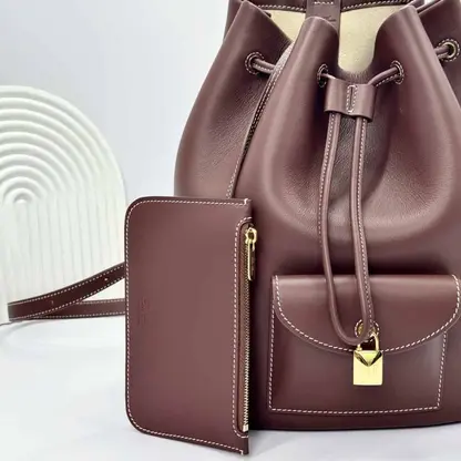 Replica Loro Piana Extra Drawstring backpack L27 Caramel Calfskin - Image 9