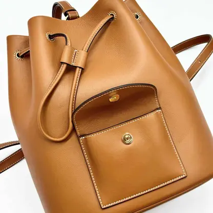 Replica Loro Piana Extra Drawstring backpack L27 Brown Calfskin - Image 4