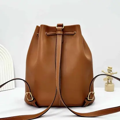 Replica Loro Piana Extra Drawstring backpack L27 Brown Calfskin - Image 6