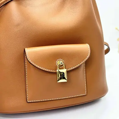 Replica Loro Piana Extra Drawstring backpack L27 Brown Calfskin - Image 8