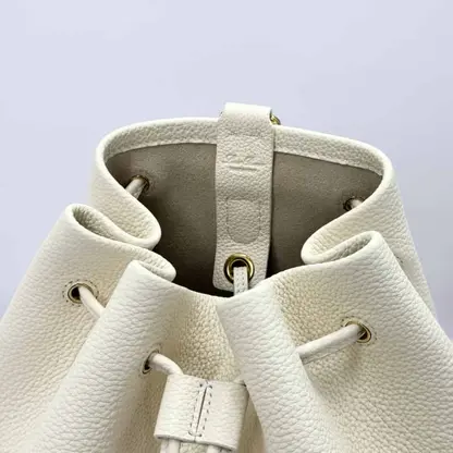 Replica Loro Piana Extra Drawstring backpack L27 Whisper White Calfskin - Image 4