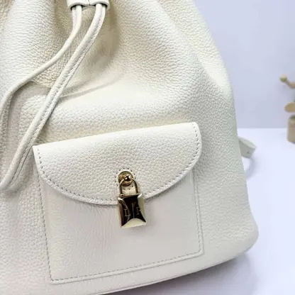 Replica Loro Piana Extra Drawstring backpack L27 Whisper White Calfskin - Image 3