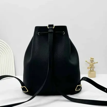 Replica Loro Piana Extra Drawstring backpack L27 Black Calfskin - Image 3