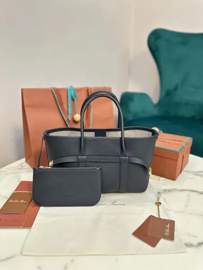 Replica Loro Piana Small Ghiera Shopper Bag Blue Navy - Image 2