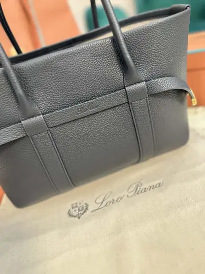 Replica Loro Piana Small Ghiera Shopper Bag Blue Navy - Image 5